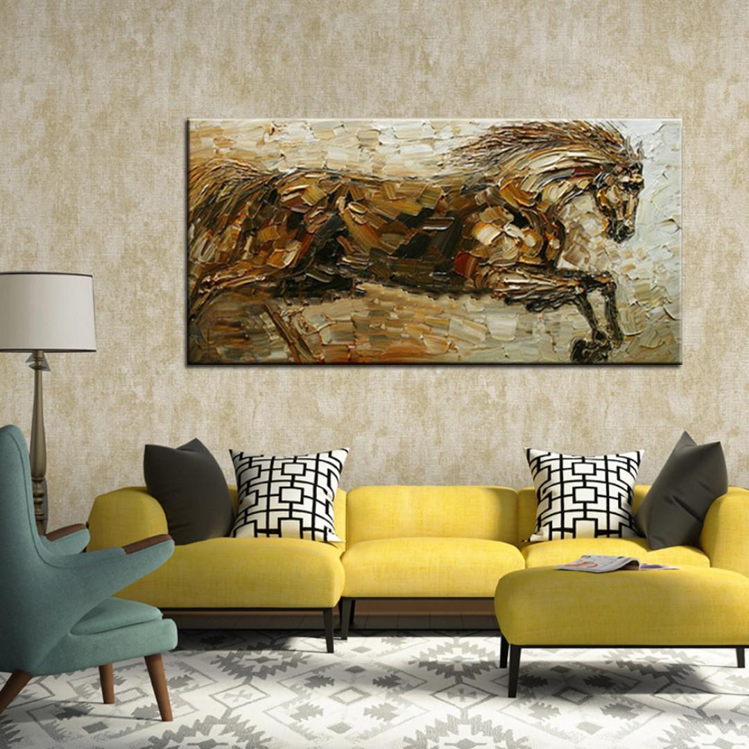 Hand Painted Abstract Art Horse Oil Knife Palette Painting Design