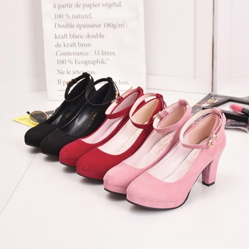 High Heel Shoes Women heels shoe pumps platform ankle strap velvet dinner work OL lady formal cute Women s Fashion Footwear Heels on Carousell