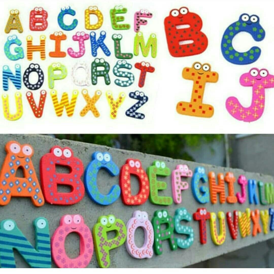 Huruf Alphabet A Z Magnet Kayu Bayi Anak Mainan Baby Walker Di Carousell