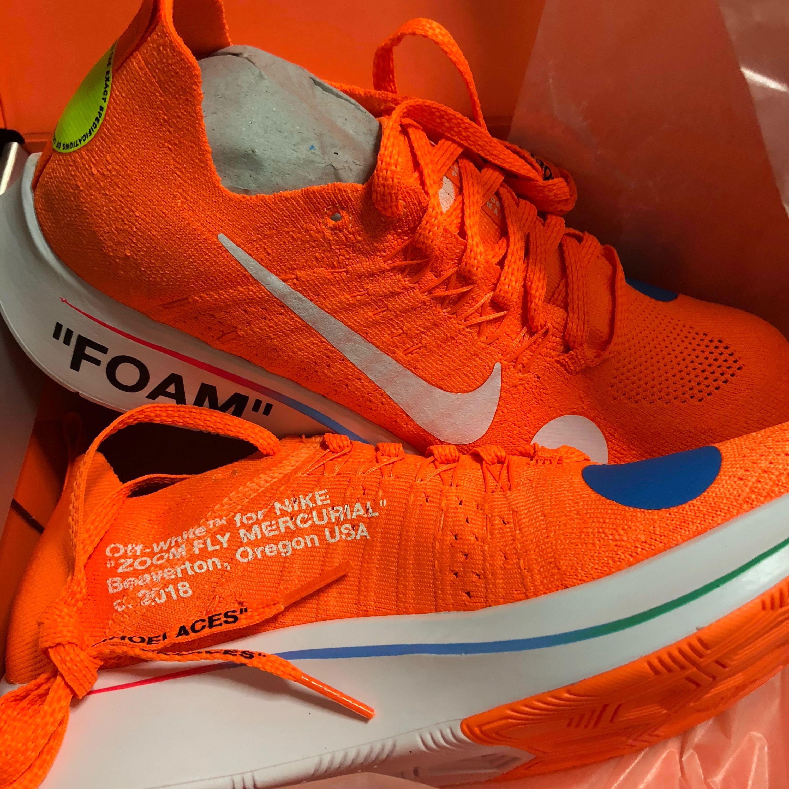nike x off white zoom fly mercurial orange