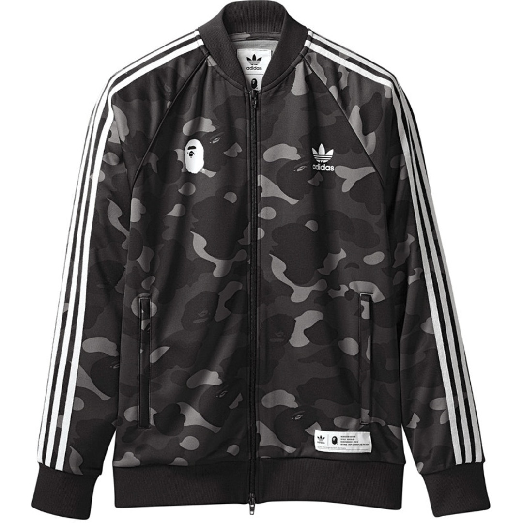 (S) Bape x Adidas Track Top Jacket - Black Cinder, Men's Fashion, Coats ...