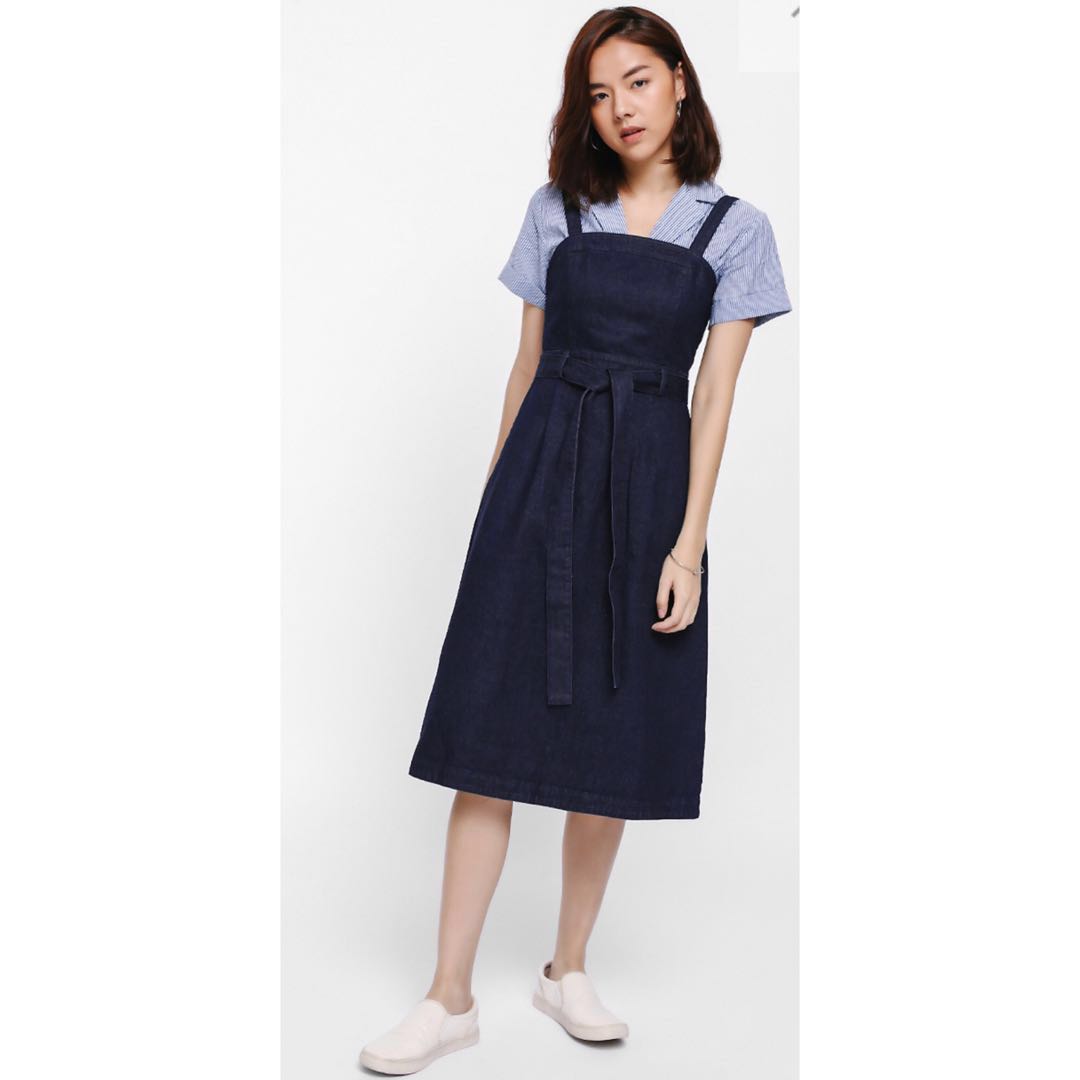 Pinafore dress with belt Outlet
