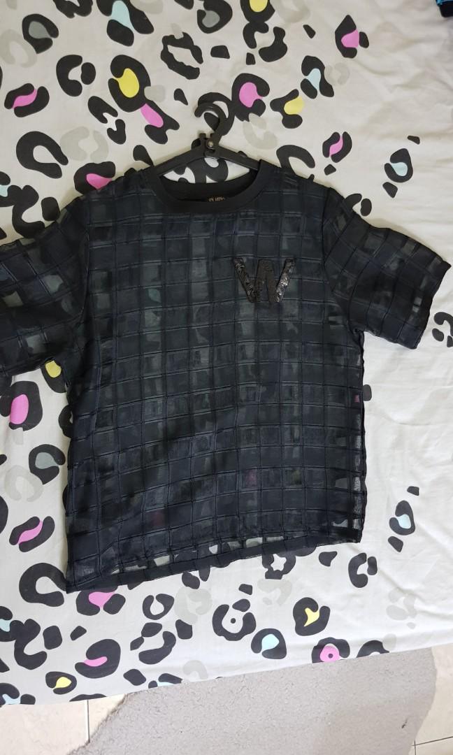 transparent glitter top