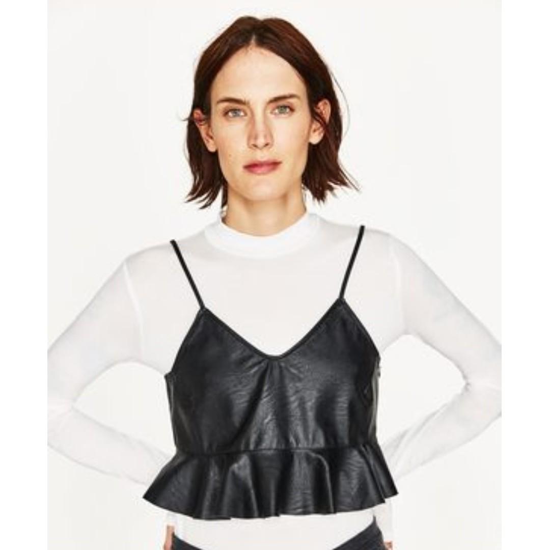 zara black peplum top