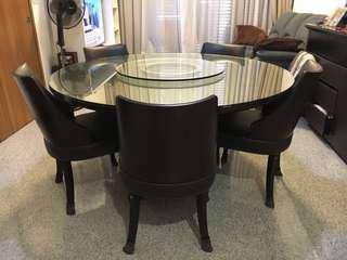 Lorenzo Dining Table with 6 Chairs + Lazy Susan