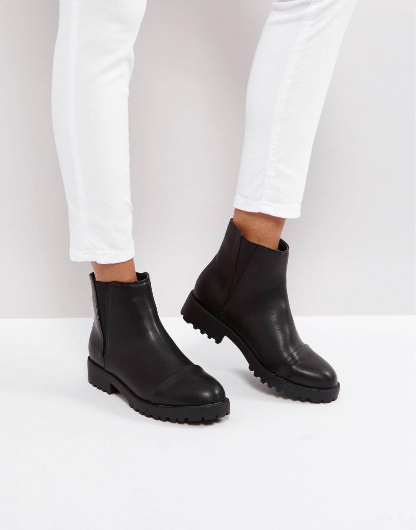 flat black chelsea ankle boots