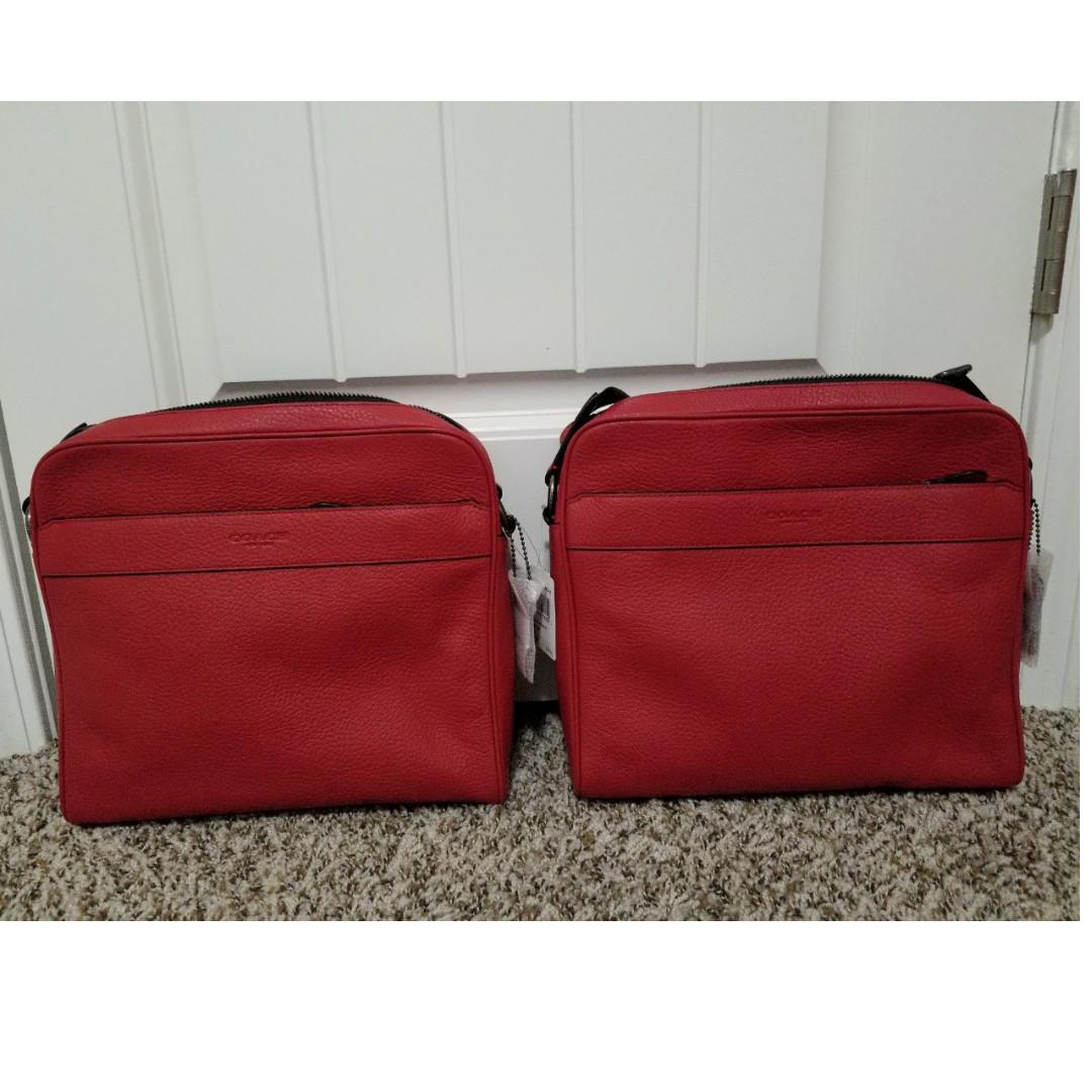 coach camera bag red
