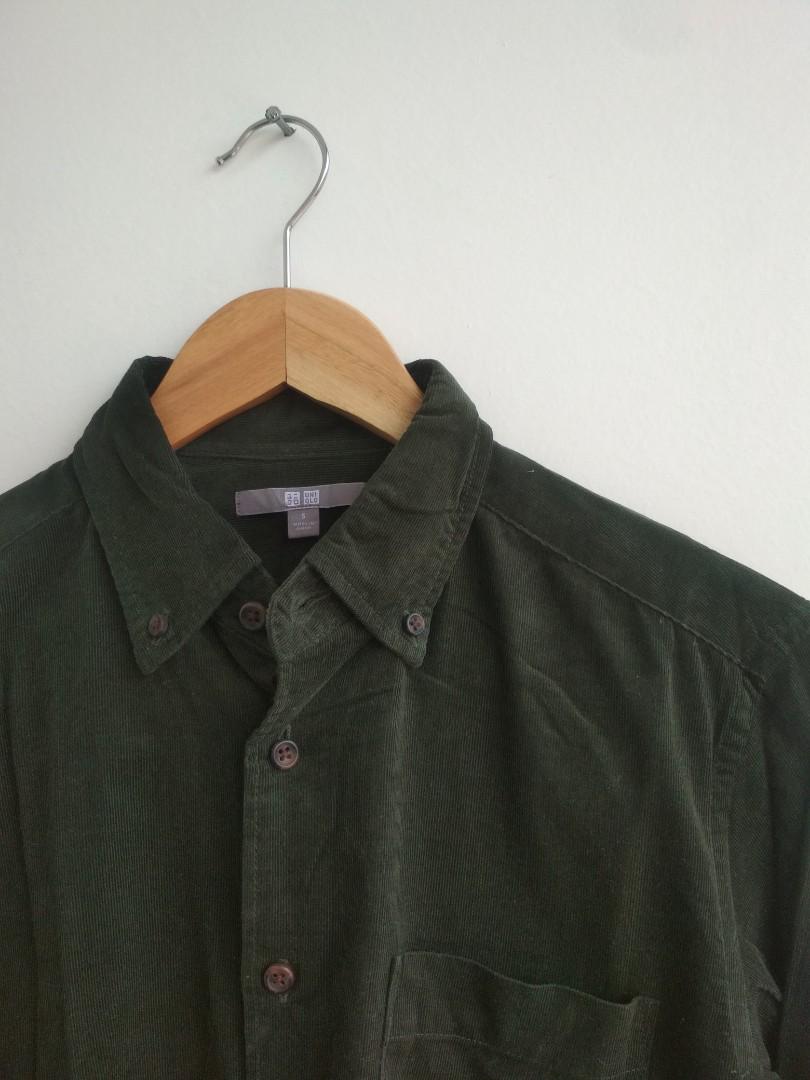 Corduroy Shirt Uniqlo, Fesyen Pria 