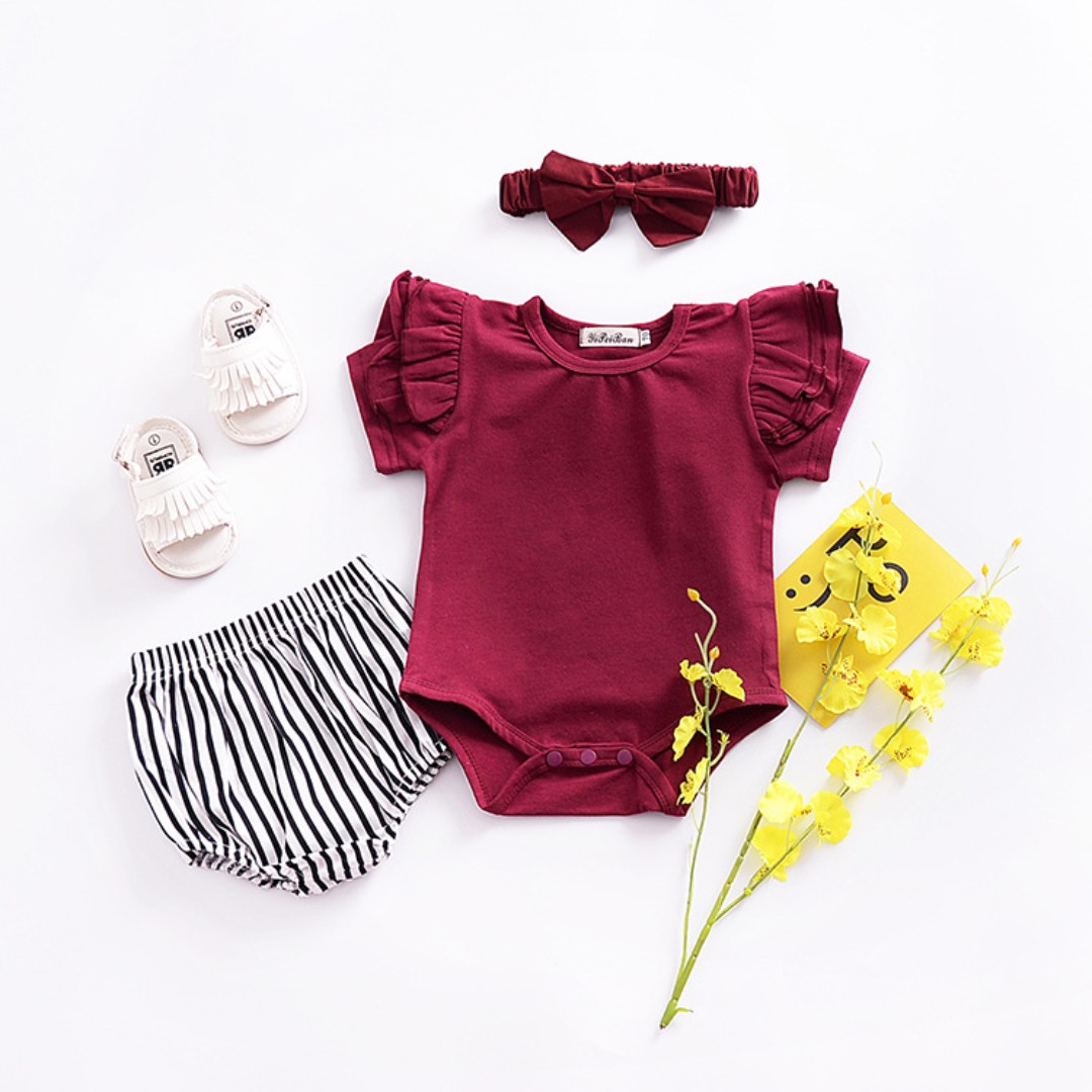 maroon baby romper