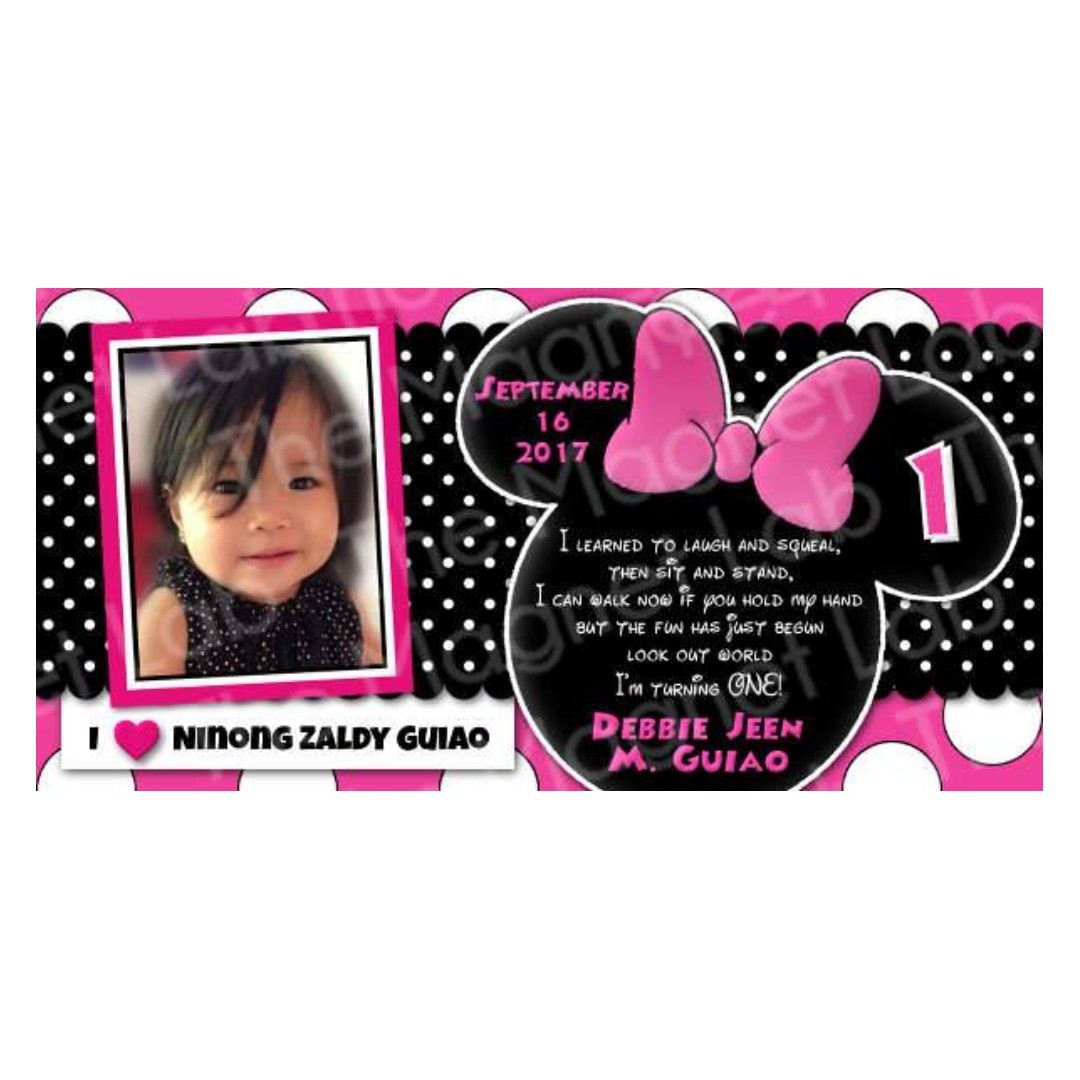 Minnie Mouse Ref Magnet Souvenir Christening Baptism Birthday Baby