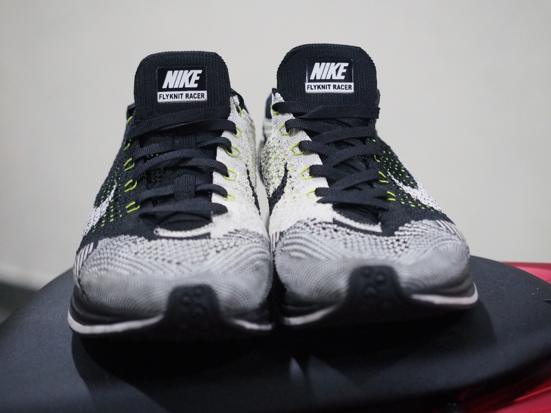 nike flyknit racer white black volt original no fake item here