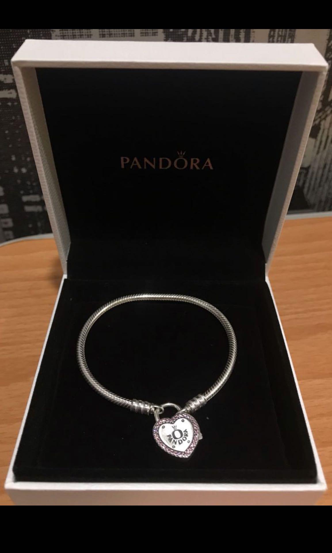 pandora lock your promise heart bracelet can nego Luxury Accessories on Carousell