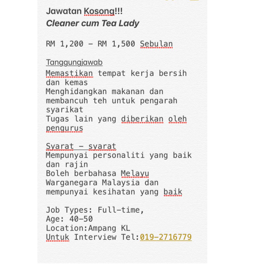 Pembancuh Air Office Cleaner Jobs Full Time Cleaning Housekeeping On Carousell