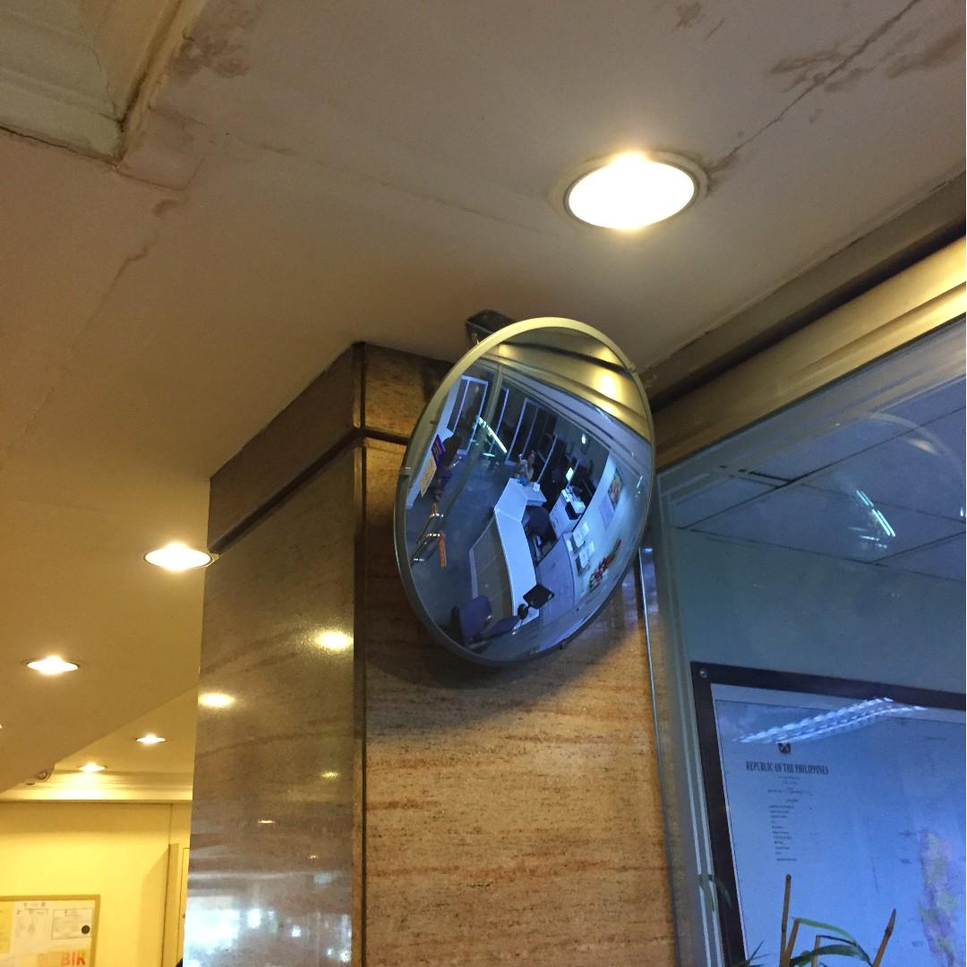 Round Convex Mirror size 18" diameter (Category: Everything Else Others) located in Manila. Submitted by ryuquico (Listing ID 182547710, Image 1). Description: Convex Mirrors are usually mounted on a wall or ceiling where hallways intersect each other, or where they make sharp turns. They are useful for people accessing the hallways, especially at locations having blind spots or where visibility may be limited. They are also used on roads, drivew