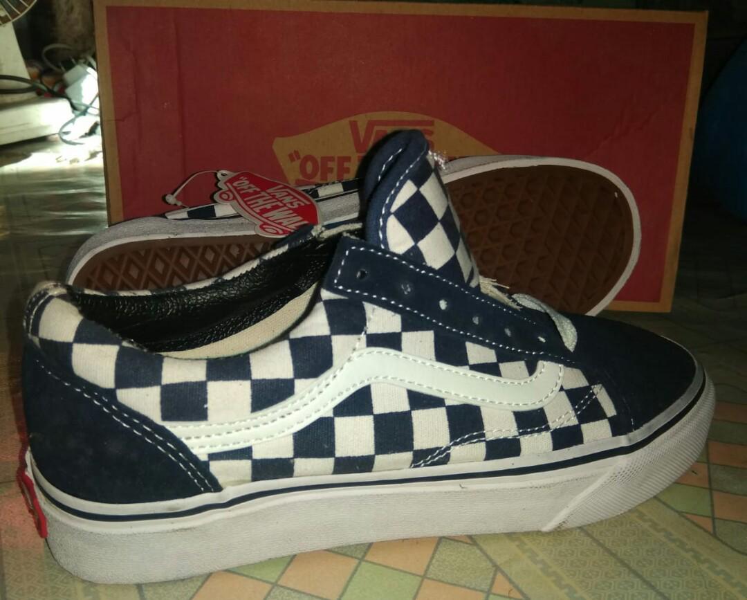 Vans old skool checkerboard navy 2025