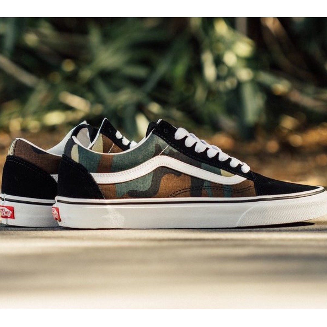 vans woodland camo slip on
