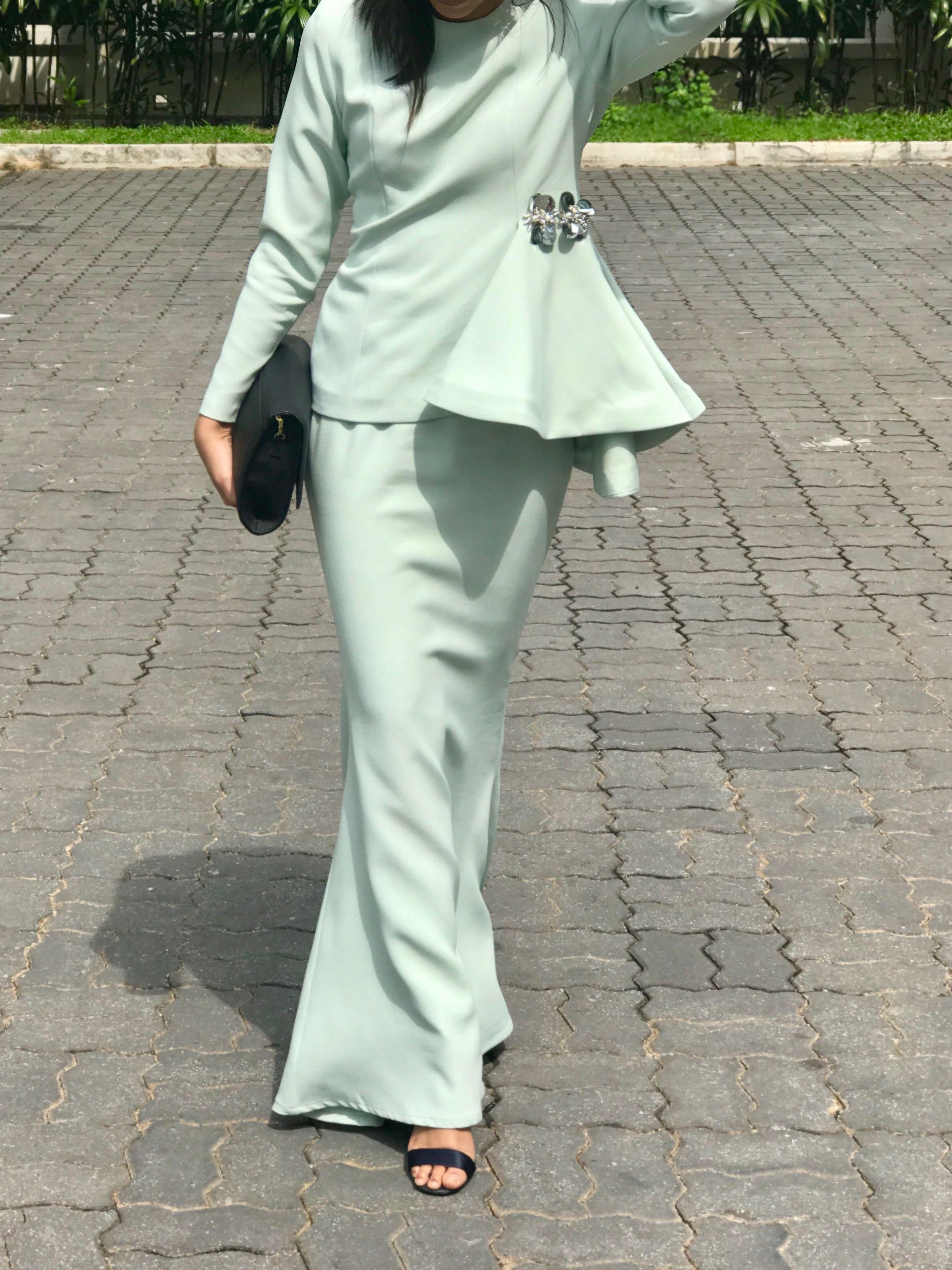 Woo/Fiziwoo Peplum Kurung (Light Mint Green), Women's Fashion, Dresses