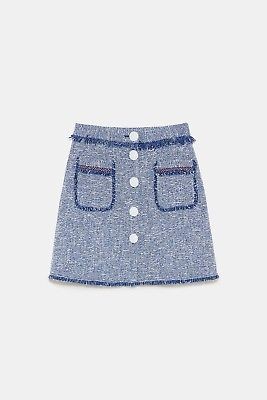 Zara blue tweed button down mini skirt 