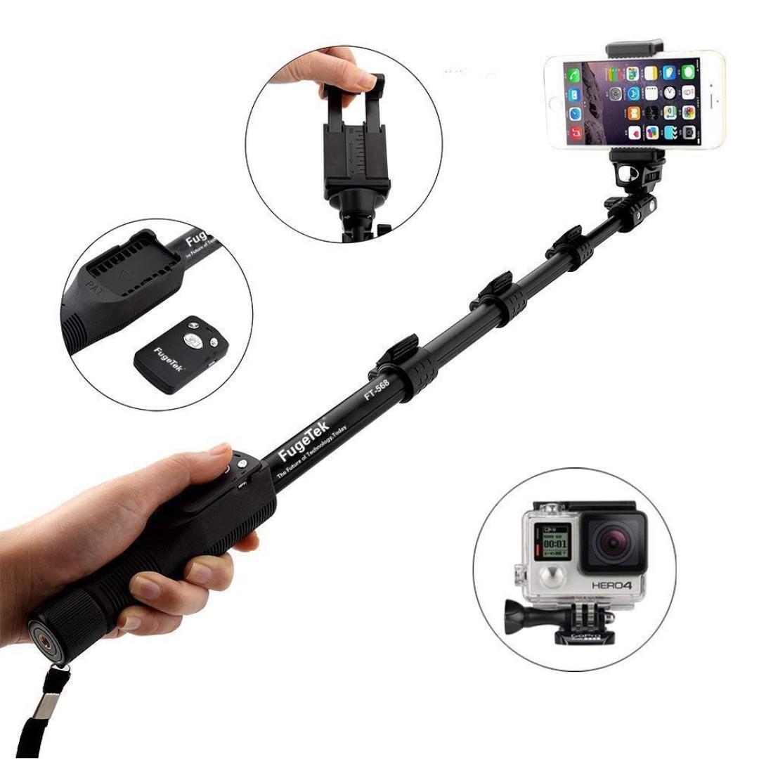 1182 Fugetek Ft 568 Professional High End Selfie Stick Monopod For Apple Android Gopro Dlsr Cameras Removable Wireless Bluetooth Remote Black Electronics Others On Carousell