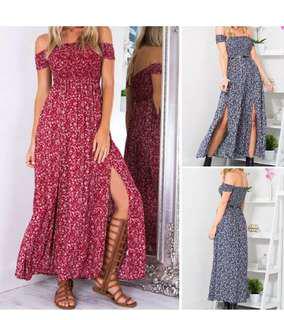 Women Floral Off Shoulders Maxi Dress