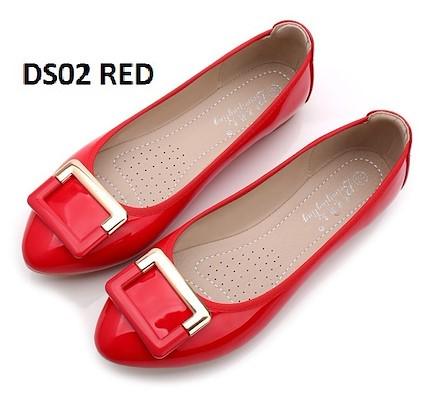 ladies red flat shoes