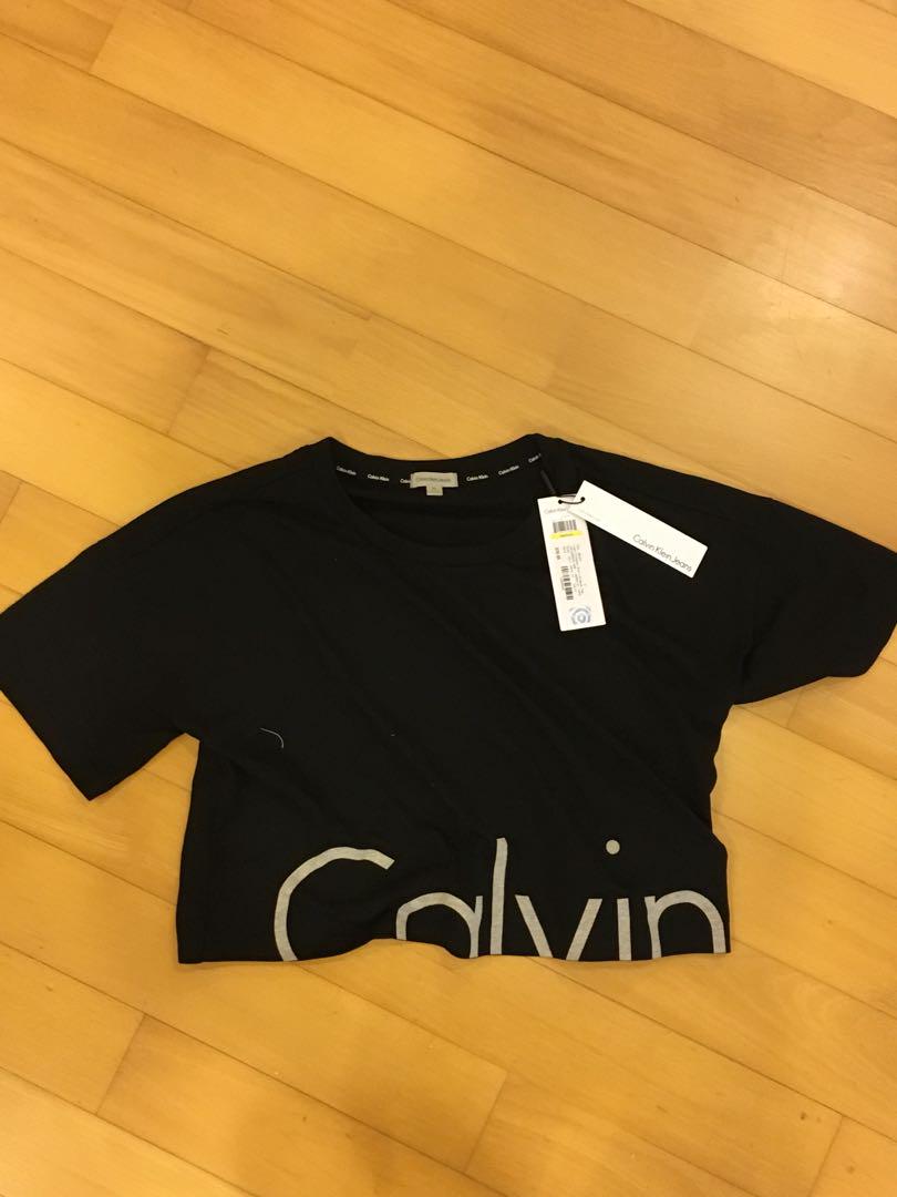 Calvin Klein Jeans Black Logo Crop Top Women S Fashion Clothes Tops On Carousell
