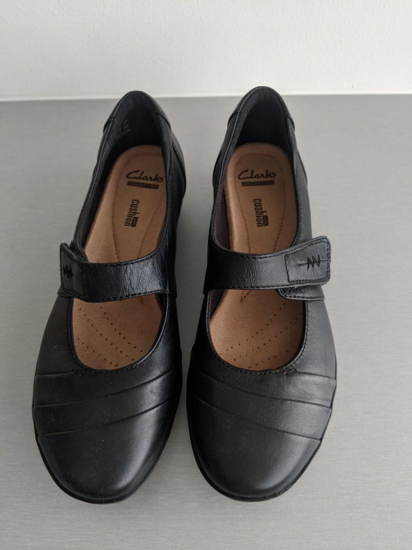 Clarks Black Leather Mary Jane Shoes 