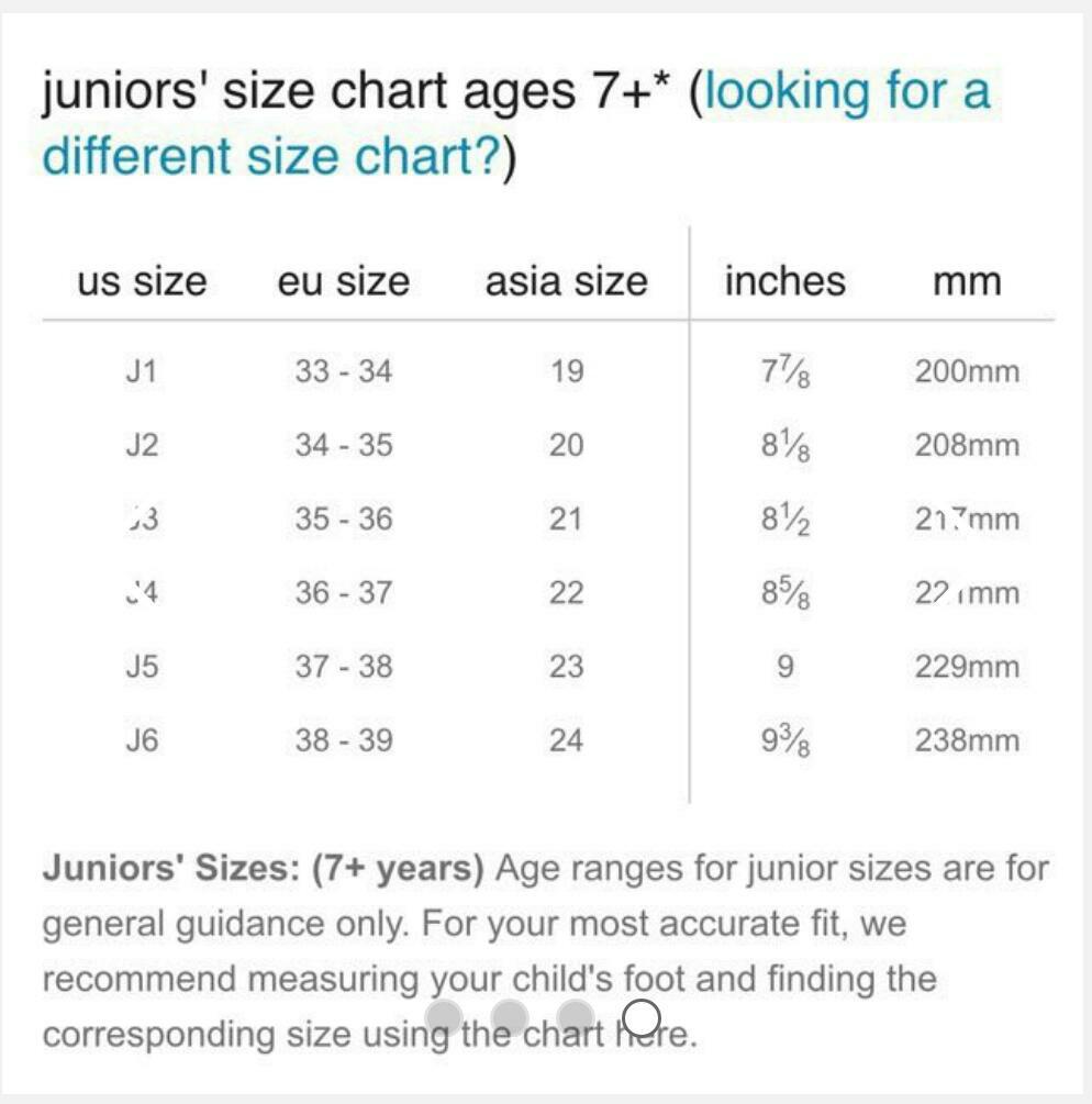 j1 size in crocs