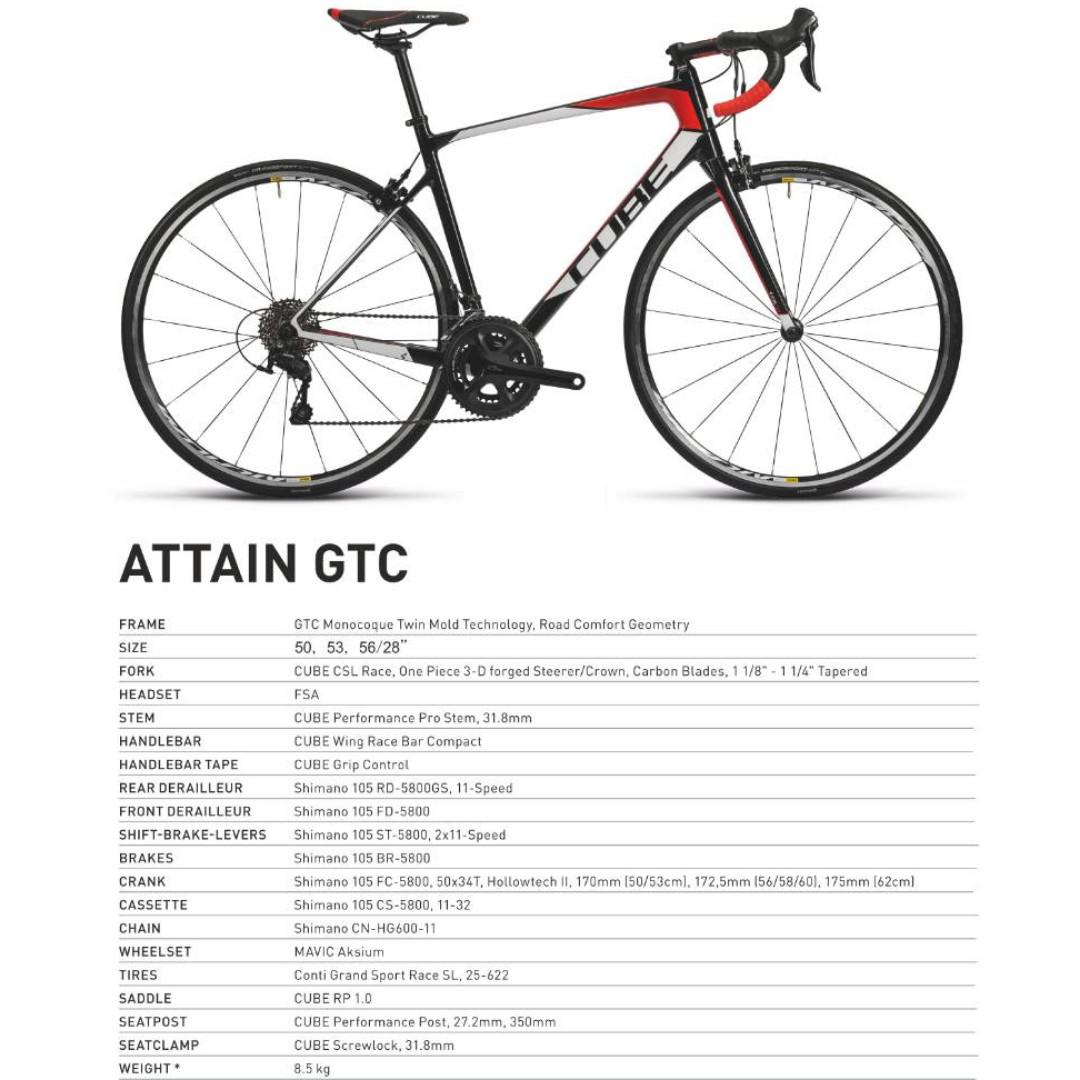CUBE ATTAIN GTC ROAD BIKE SHIMANO 105 11 Speed 8.5kg CARBON