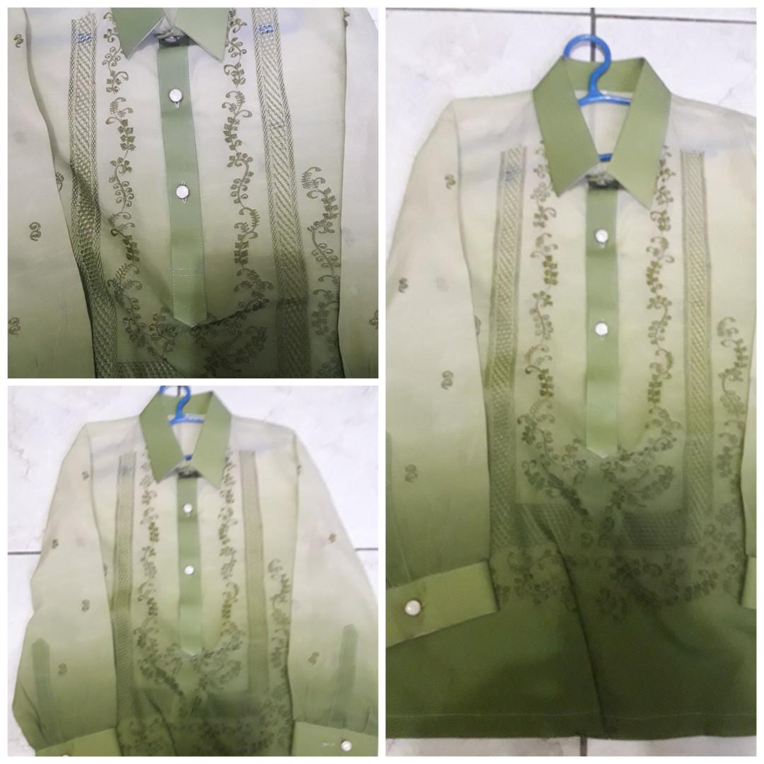 Custom made Green Barong Tagalog, Babies & Kids, Babies & Kids Fashion