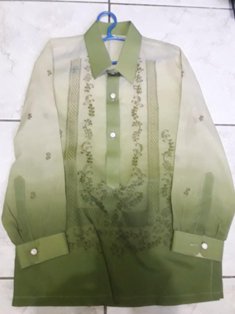 Custom made Green Barong Tagalog, Babies & Kids, Babies & Kids Fashion on Carousell