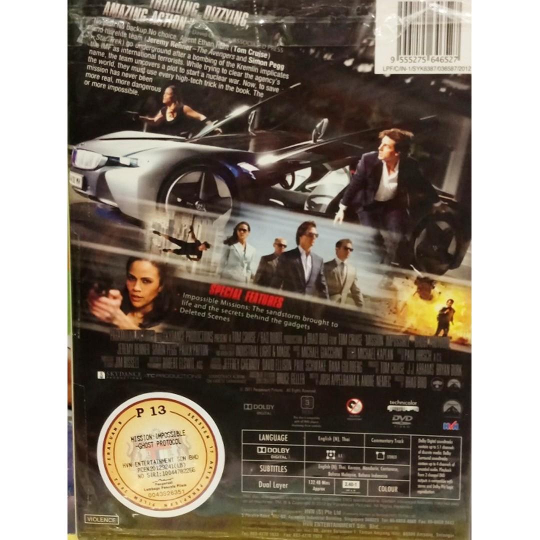 English Movie MI4 Mission Impossible 4 Tom Cruise Ghost Protocol DVD