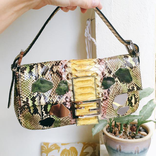 Fendi Baguette Python Snake Leather Mirrors Limited Edition