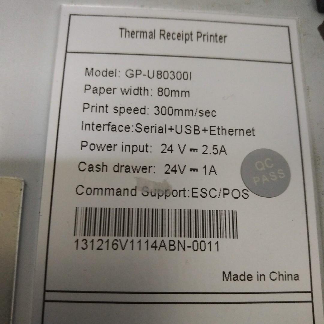 GPU80300I Thermal Receipt Printer for POS with Power Adapter