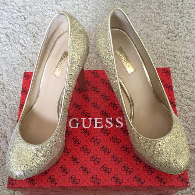 guess gold heels
