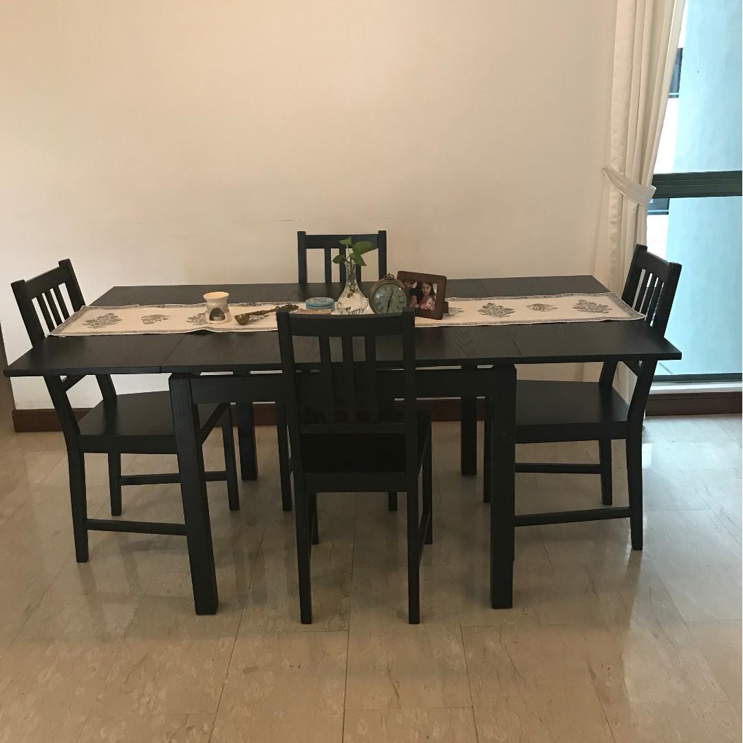 Ikea Extendable Dining Table 4 Chairs Furniture Tables Chairs On Carousell