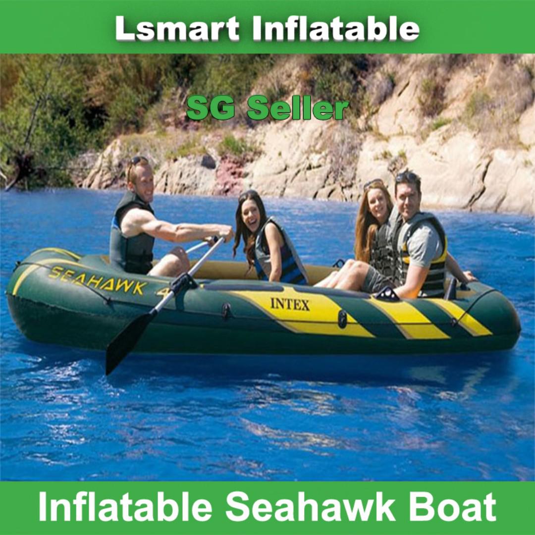 Inflatable Boat Intex Seahawk 4 4 Pax Boat Fishing Boat Sports Sports Games Equipment On Carousell