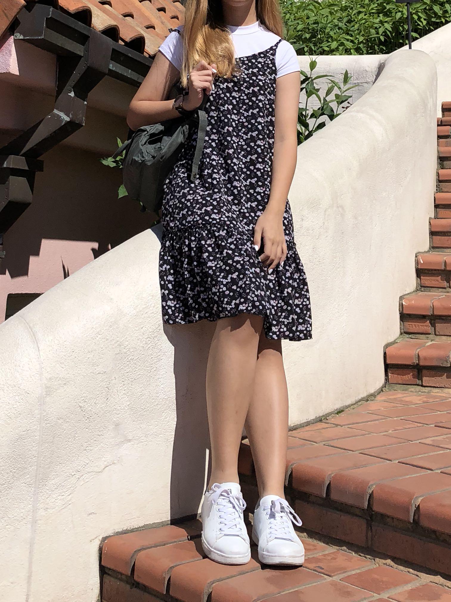 Korean dress hotsell with sneakers