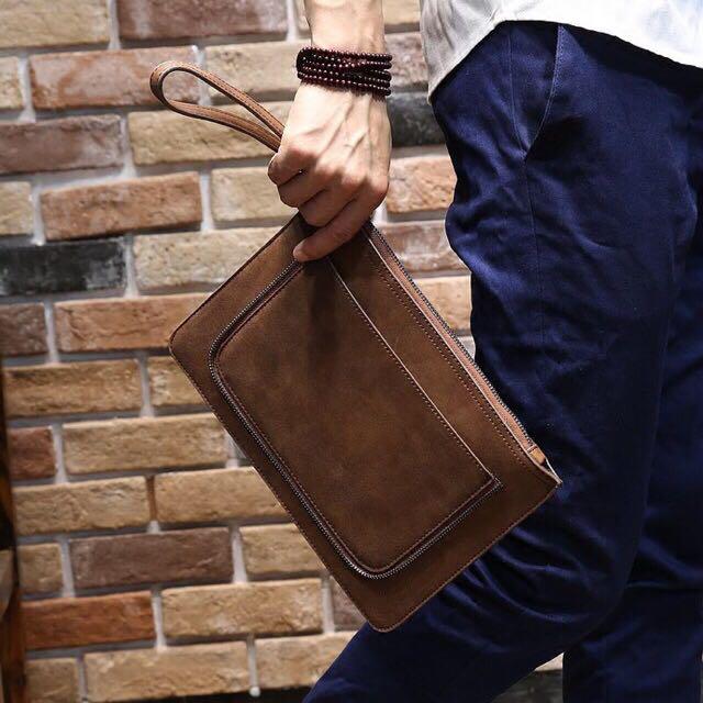 Mens leather clutch sale bag
