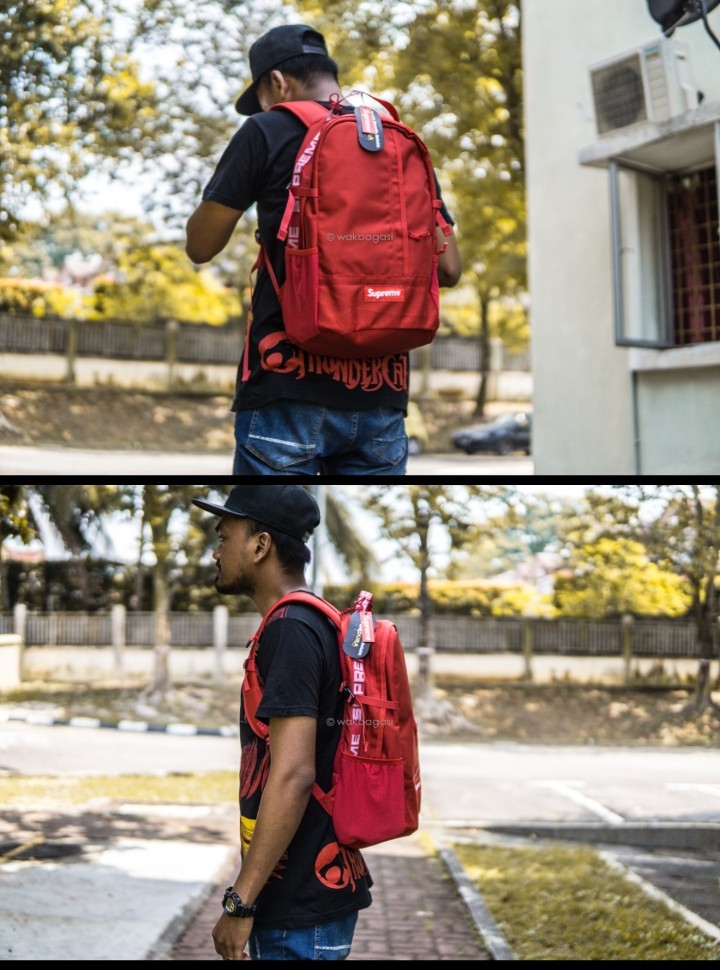 Supreme backpack red on sale ss18