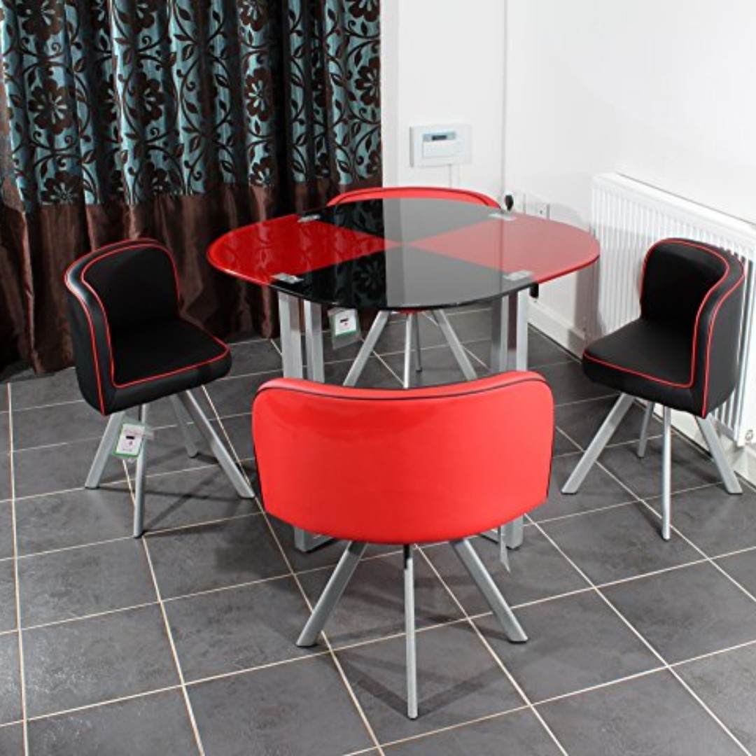 Red black dining clearance table