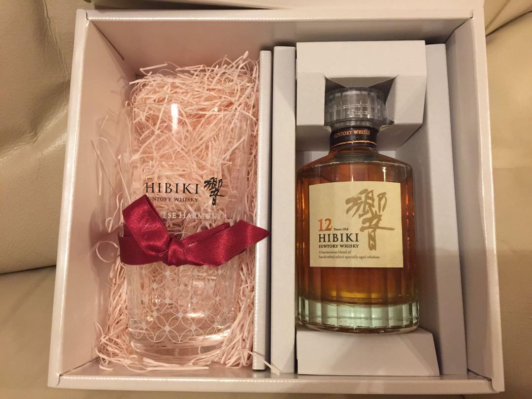日本威士忌響12年連響酒杯禮盒裝180ml Hibiki, 嘢食& 嘢飲, 飲料