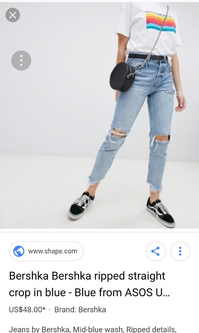 Bershka Ripped Jeans Women S Fashion Clothes Pants Jeans Shorts On Carousell