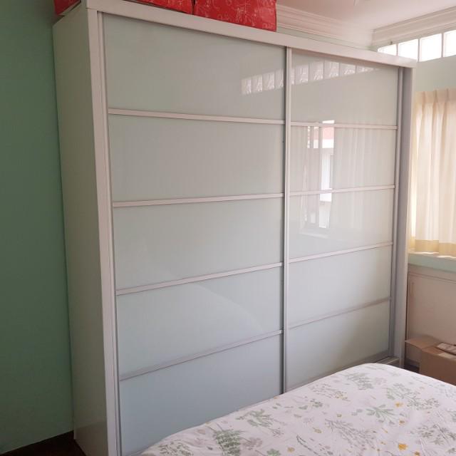 Closet Wardrobe Modern Large With White Glass Doors Furniture