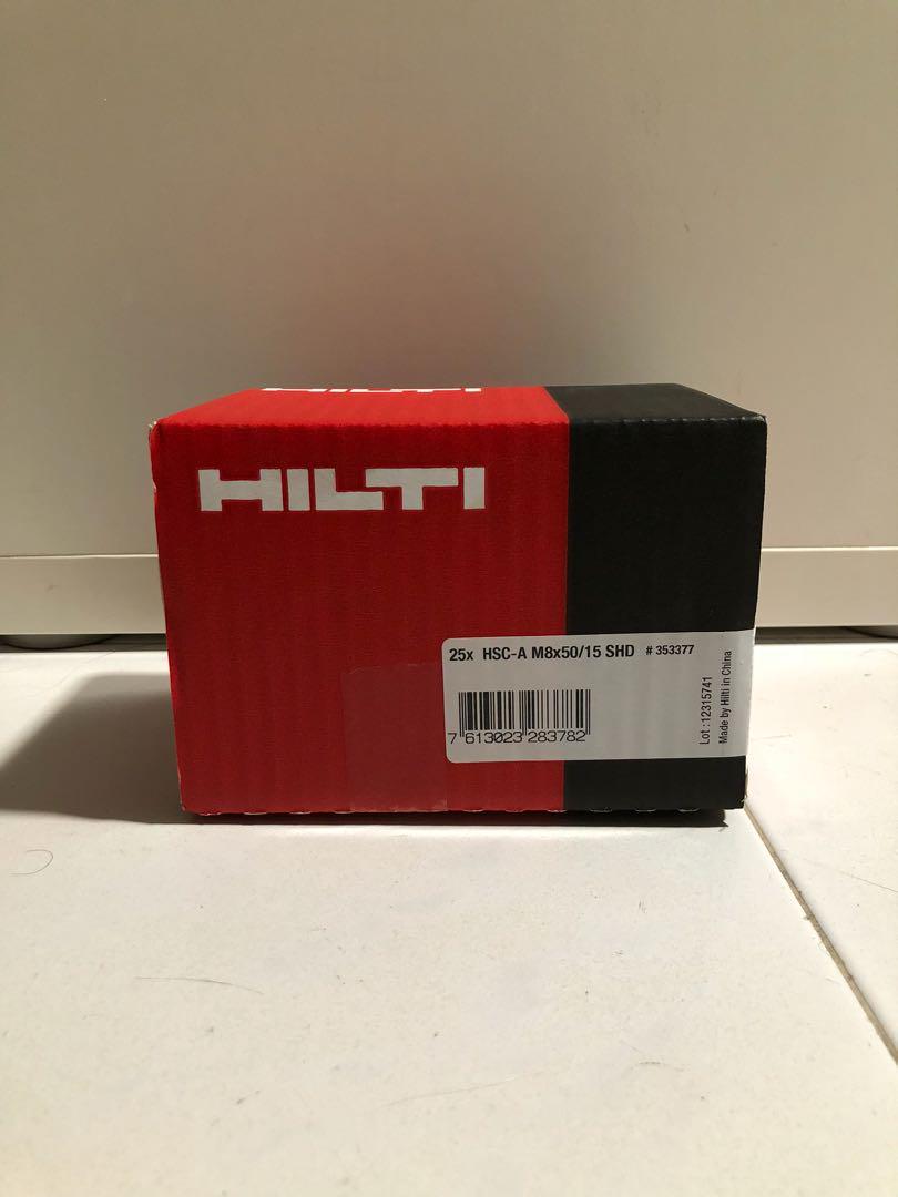 HILTI WALL ANCHOR FASTENER (UNDERCUT ANCHOR) (Category: Home Improvement Tools & Accessories) located in Singapore. Submitted by iksyx (Listing ID 165760104, Image 2). Description: Price is per piece 1 box contains 25 pieces Material: steel, 8.8 grade, zinc plated (min. 5 micrometer) Head configuration: externally threaded Max fixture thickness @ standard embedding depth: 15mm.