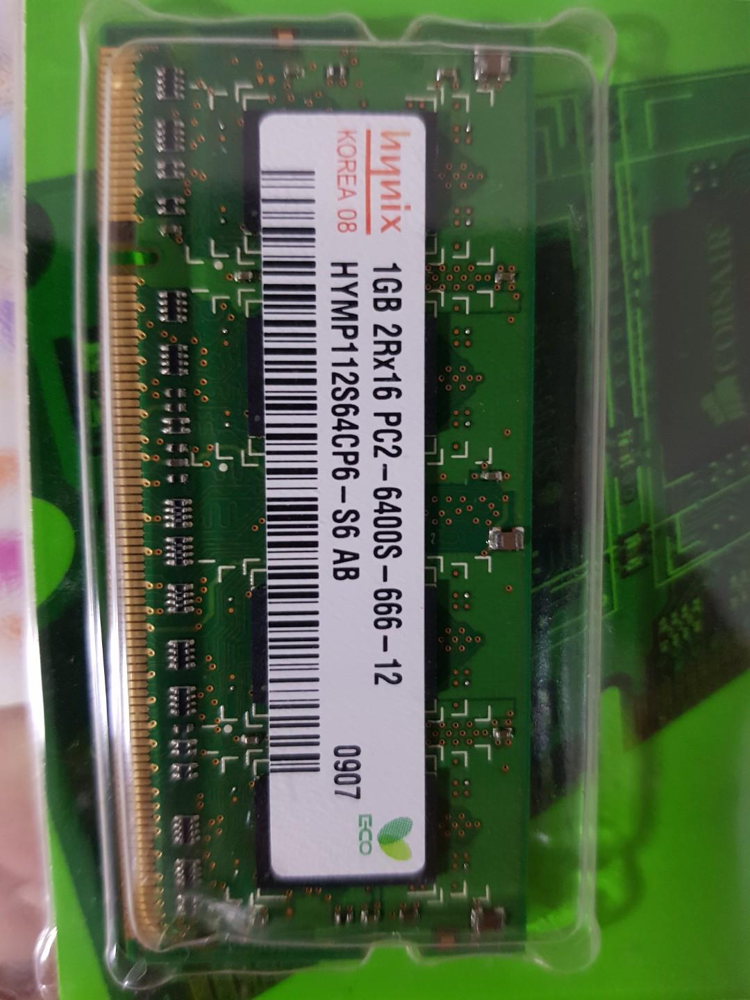 Notebook Ram Hynix 1gb 2rx16 Pc2 6400s 666 12 Electronics Computer Parts Accessories On Carousell