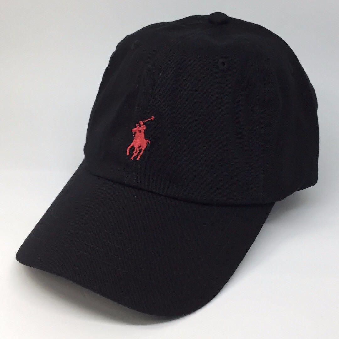 black and red polo cap