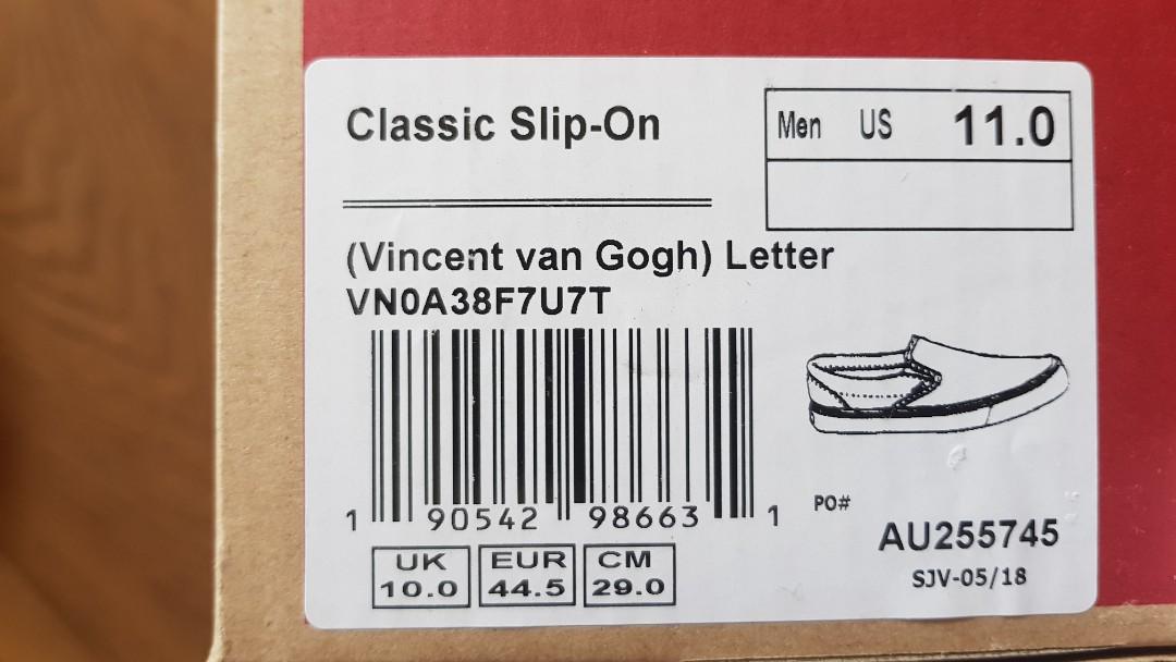Vans Vincent Van Gogh Letter Slip on US 11 Men s Fashion Footwear Sneakers on Carousell
