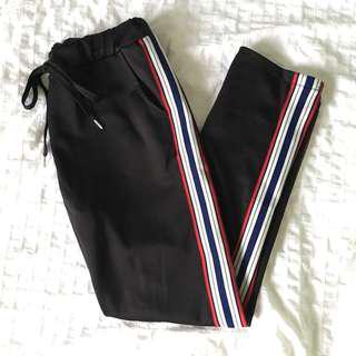 Zuiki Black Joggers with Side Stripes