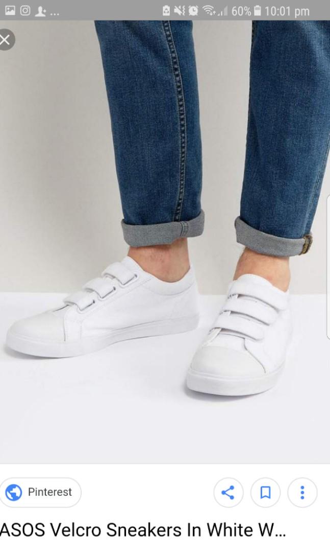 toe cap / Velcro white sneakers 